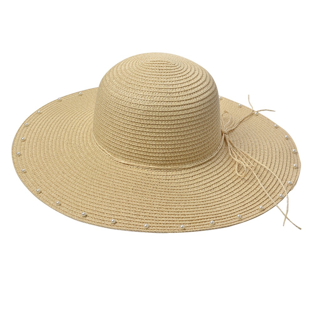 Levně Dámský klobouk s mašlí a perličkami JZHA0107