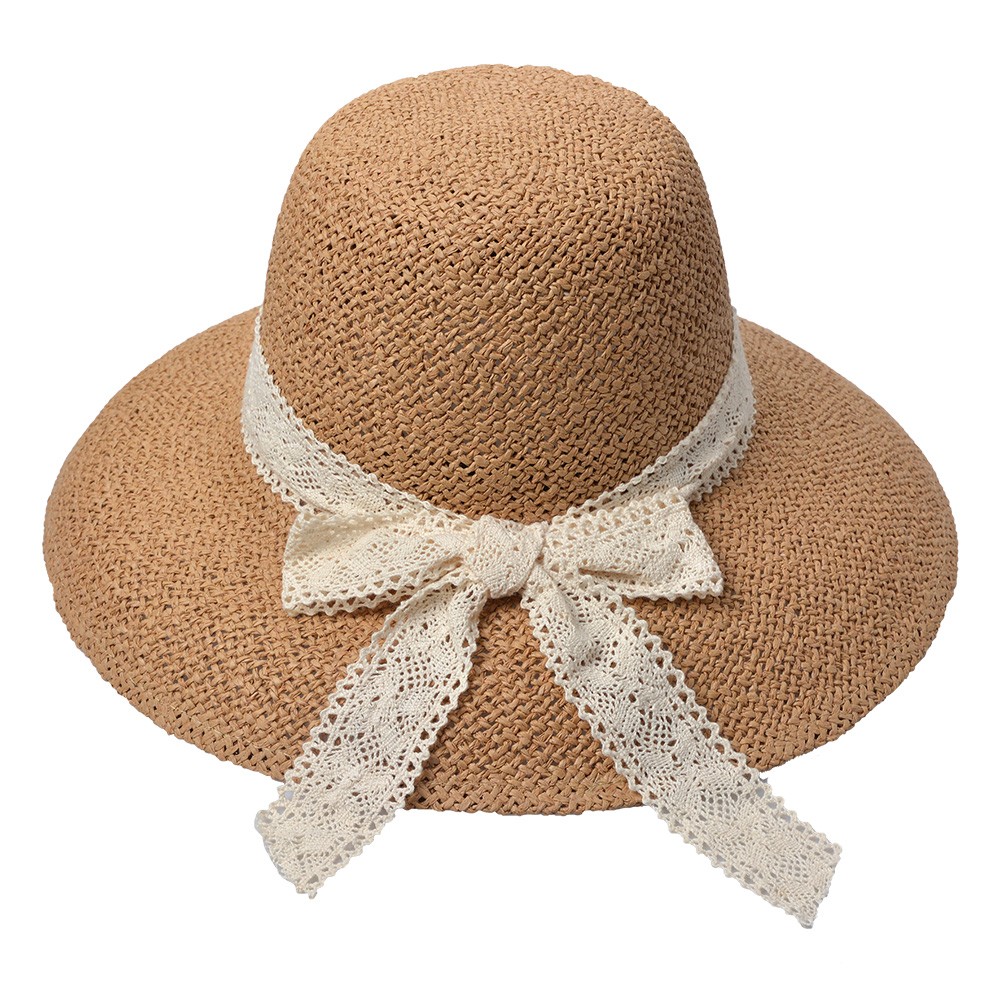 Hnědý dámský klobouk s mašlí JZHA0110