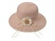 Růžový dámský klobouk s mašlí a kytičkou