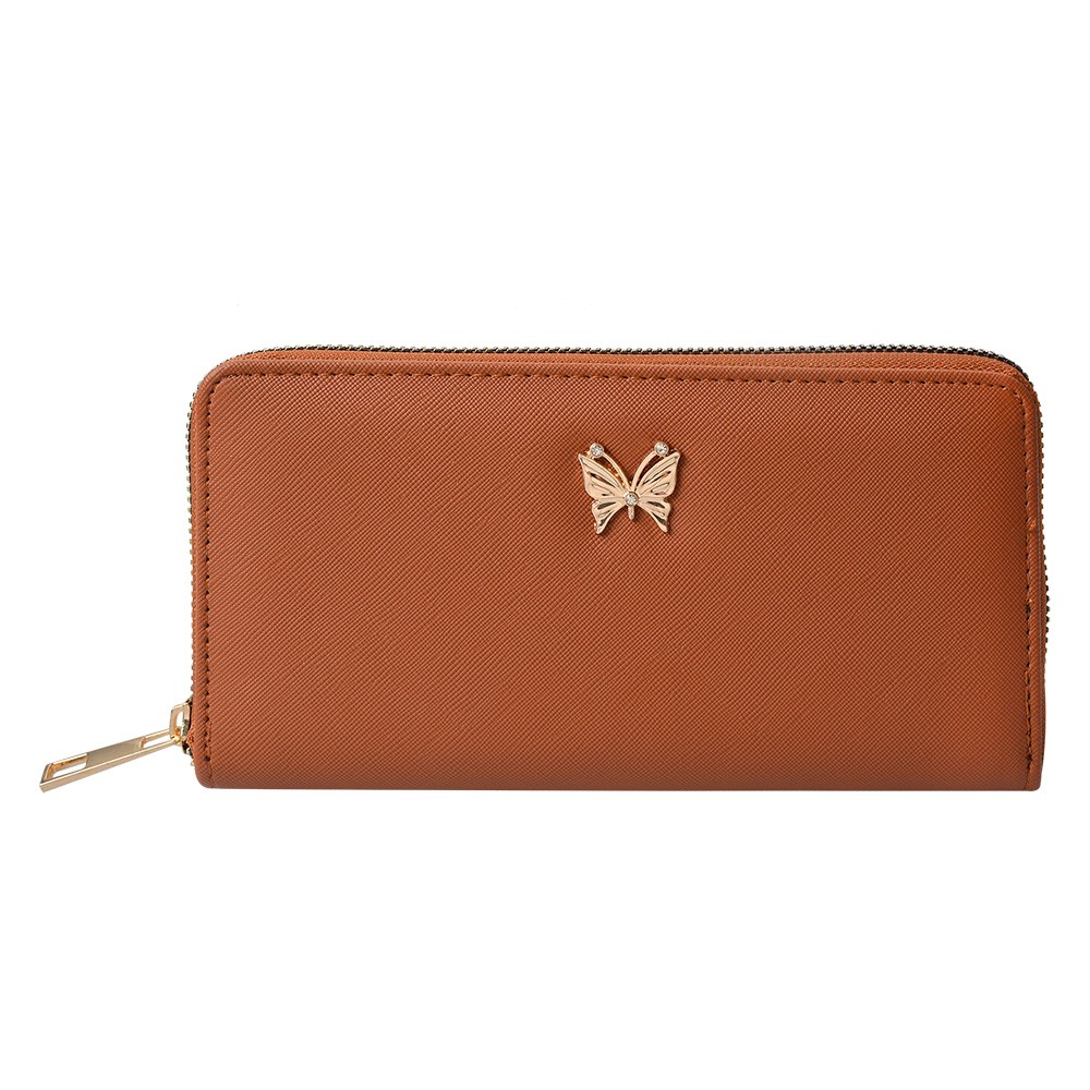 Hnědá dámská peněženka s motýlkem - 19*10 cm Clayre & Eef