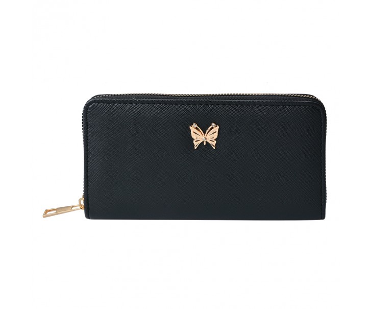 Černá dámská peněženka s motýlkem - 19*10 cm