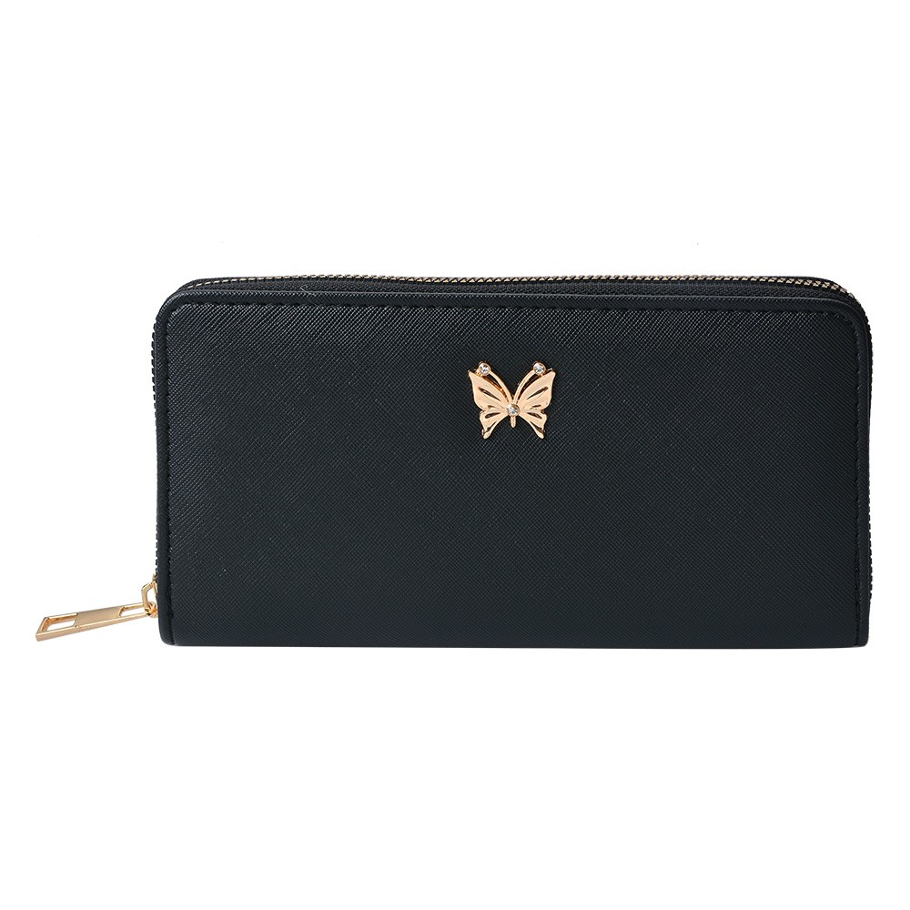 Levně Černá dámská peněženka s motýlkem - 19*10 cm JZWA0193Z