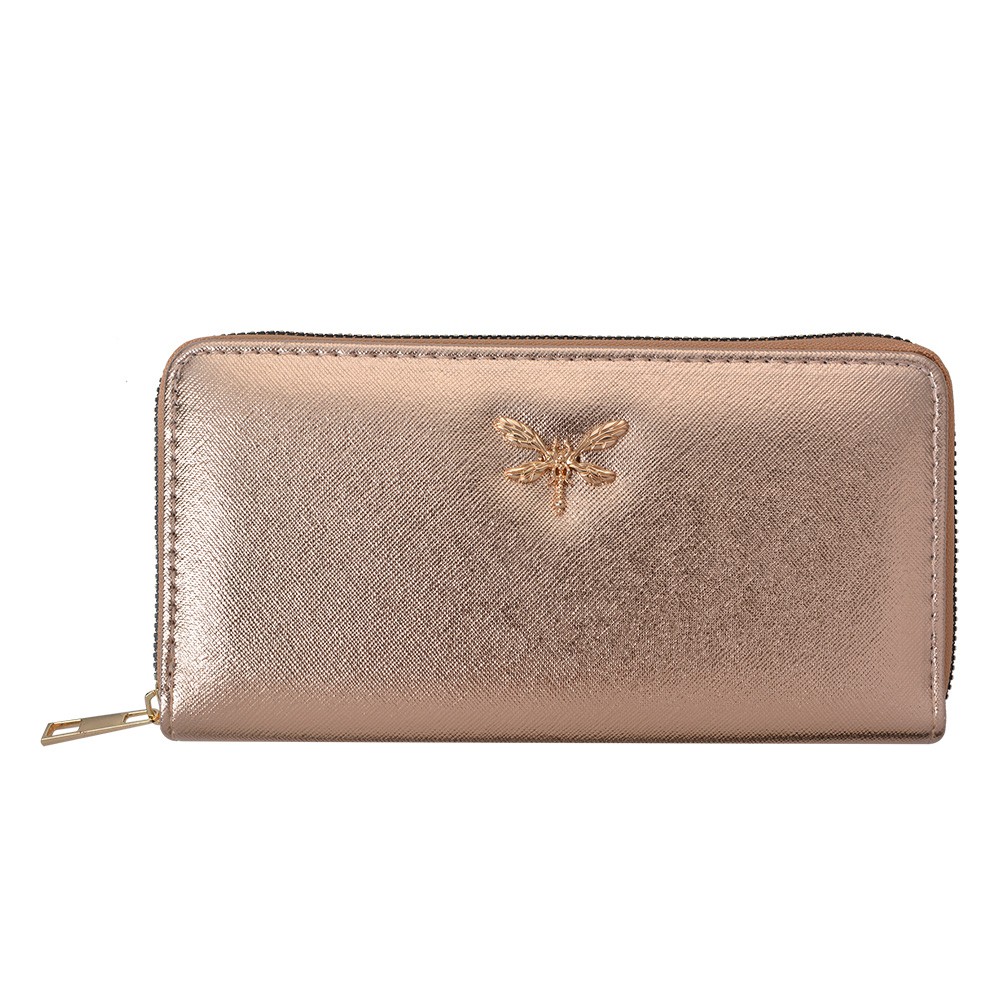 Zlatá peněženka s vážkou- 19*10 cm Clayre & Eef