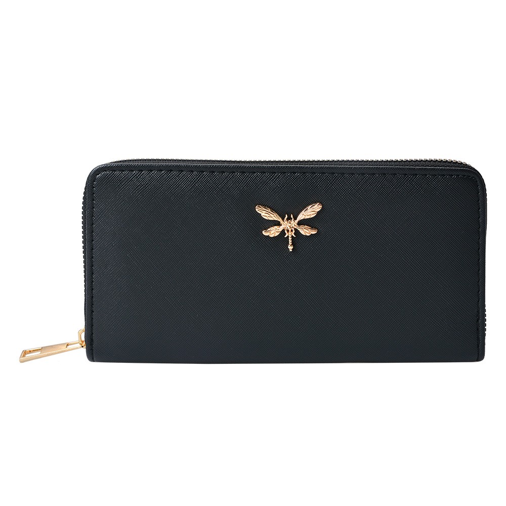 Levně Černá peněženka s vážkou- 19*10 cm JZWA0194Z