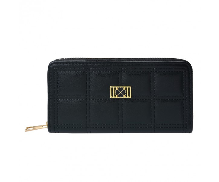 Černá peněženka se čtyřlístkem- 19*10 cm