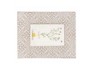 Bílo-hnědý dřevěný fotorámeček s ornamenty - 19*1*24 cm / 10*15 cm