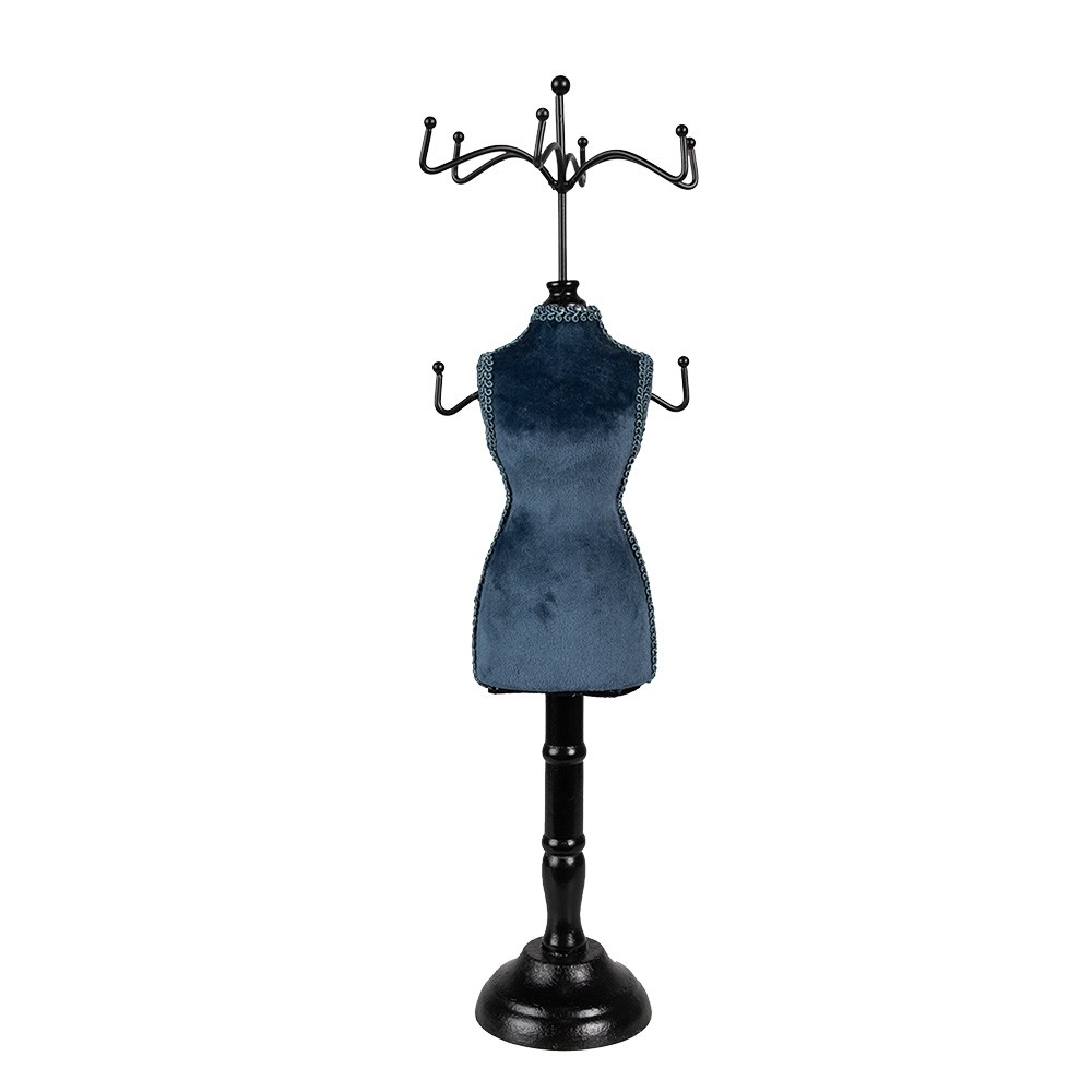 Levně Modro-černý stojan na šperky ve tvaru figuríny - 12*12*39 cm 65310