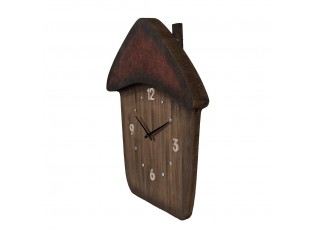 Dřevěné nástěnné hodiny ve tvaru domku - 37*4*40 cm / 1*AA
