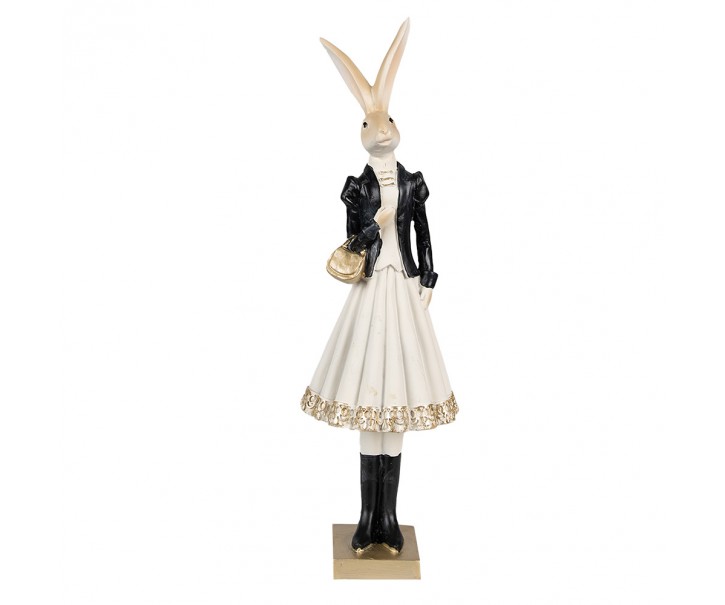 Dekorace králičí slečna v bílé sukni s kabelkou - 10*9*32 cm