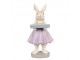 Dekorace králičí slečna ve fialové sukni s tácem - 10*8*20 cm