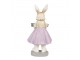 Dekorace králičí slečna ve fialové sukni s tácem - 10*8*20 cm