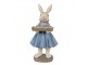 Dekorace králičí slečna v modrých šatech s tácem - 10*8*20 cm