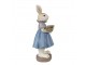 Dekorace králičí slečna v modrých šatech s tácem - 10*8*20 cm