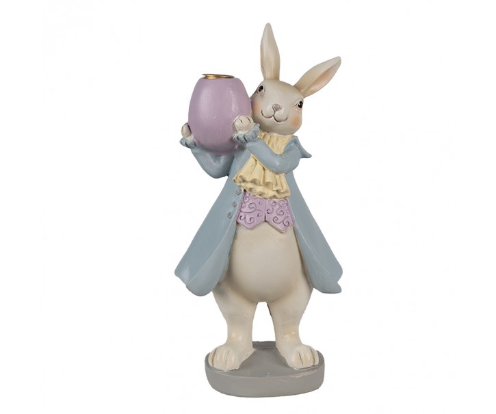 Dekorace králík držící vajíčko jako svícen - 10*8*20 cm