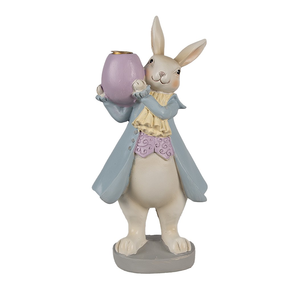 Dekorace králík držící vajíčko jako svícen - 10*8*20 cm Clayre & Eef