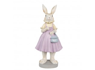 Dekorace králičí slečna v fialových šatech s kabelkou - 12*10*27 cm