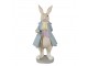 Dekorace králíček v modrém kabátě se zlatou hůlkou - 12*9*26 cm