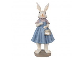 Dekorace králičí slečna v modrých šatech s kabelkou - 12*10*27 cm