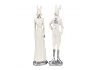 Bílá dekorace králičí žena v šatech - 5*5*20 cm