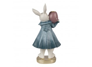 Svícen bílý králík v modrém kabátě s vajíčkem - 10*8*20 cm