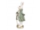 Dekorace bílý králík v kabátě s holí - 12*9*26 cm