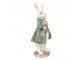 Dekorace bílý králík v kabátě s holí - 12*9*26 cm