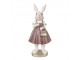 Dekorace bílá králičí žena v šatech s kabelkou - 12*10*27 cm