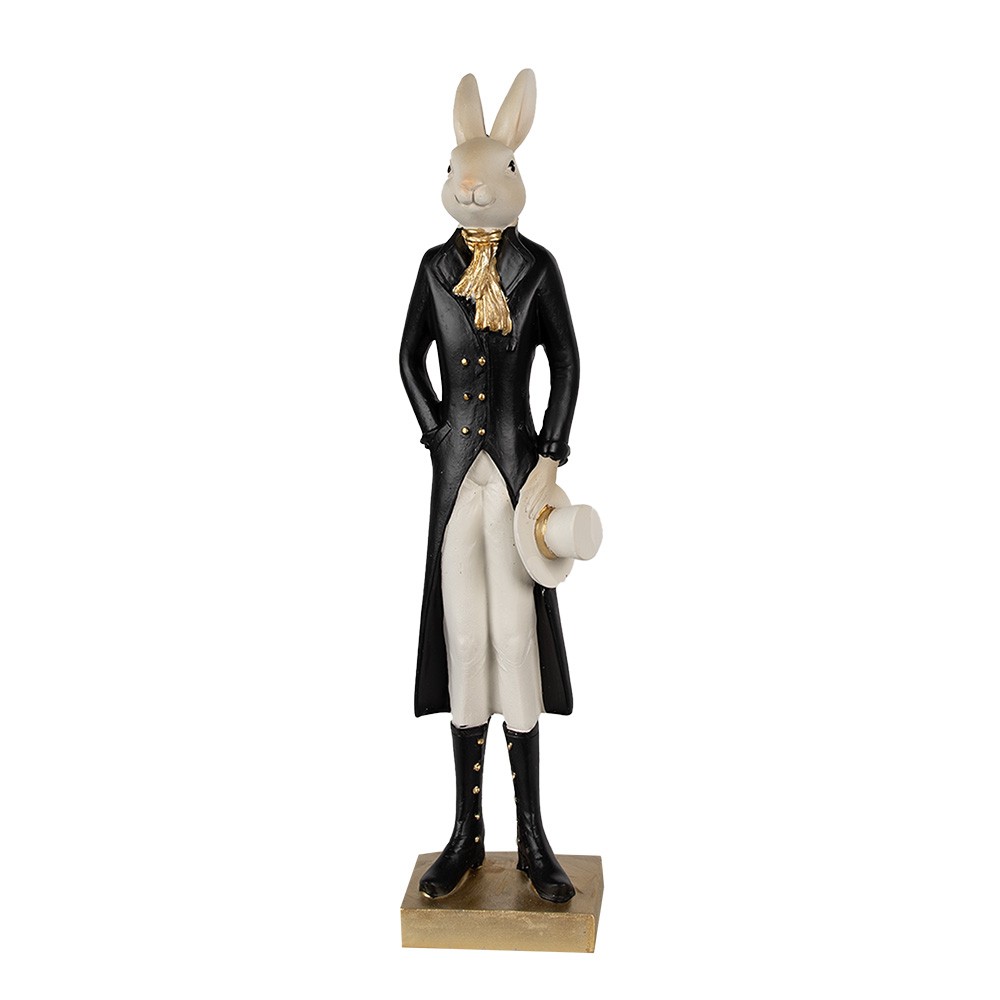 Levně Dekorace králík elegán v černém fraku s kloboukem - 9*7*34 cm 6PR4004