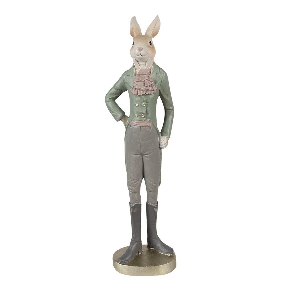 Levně Dekorace králík elegán v zeleném fraku - 5*4*20 cm 6PR4009
