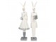 Dekorace bílý zajíc v obleku s cylindrem - 6*7*32 cm