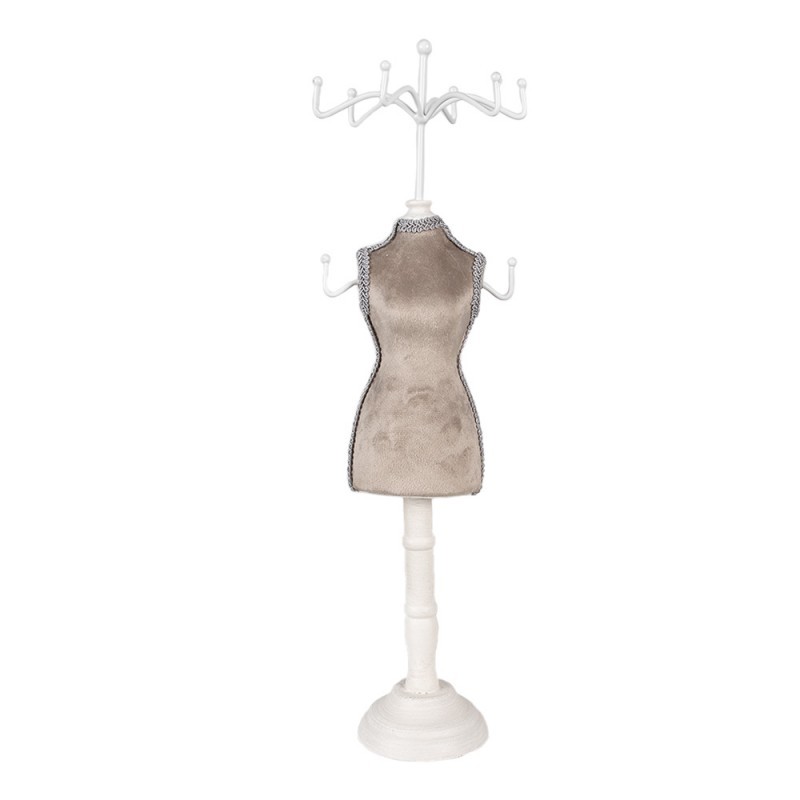 Levně Béžovo-bílý stojan na šperky ve tvaru figuríny - 12*12*39 cm 65311