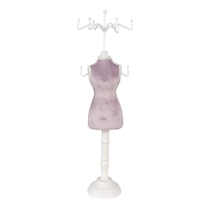 Fialovo-bílý stojan na šperky ve tvaru figuríny - 12*12*39 cm