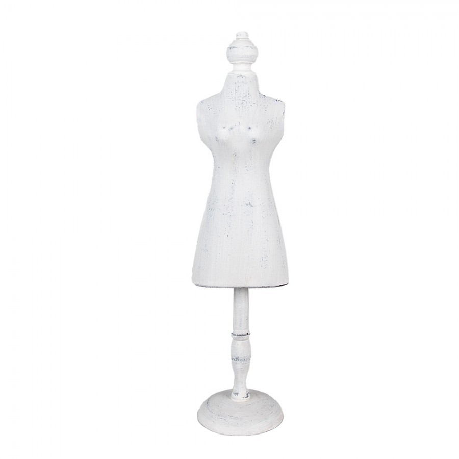 Bílá antik dřevěná dekorace figurína Mannequin - 13*11*51 cm