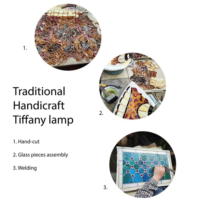 Zelená stolní lampa Tiffany Carina - Ø 51x75 cm E27/max 2x60W