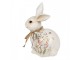 Béžová dekorace králíček zdobený květy - 15*11*20 cm