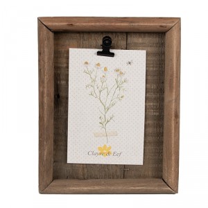 Hnědý antik dřevěný fotorámeček s klipem Clipp - 16*3*21 cm / 9*13 cm