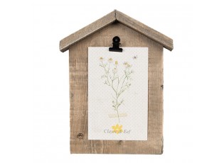 Hnědý antik dřevěný fotorámeček domek s klipem Clipp - 17*3*21 cm / 10*15 cm