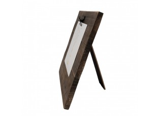 Hnědý antik dřevěný fotorámeček s klipem Clipp - 32*3*25 cm / 15*18 cm