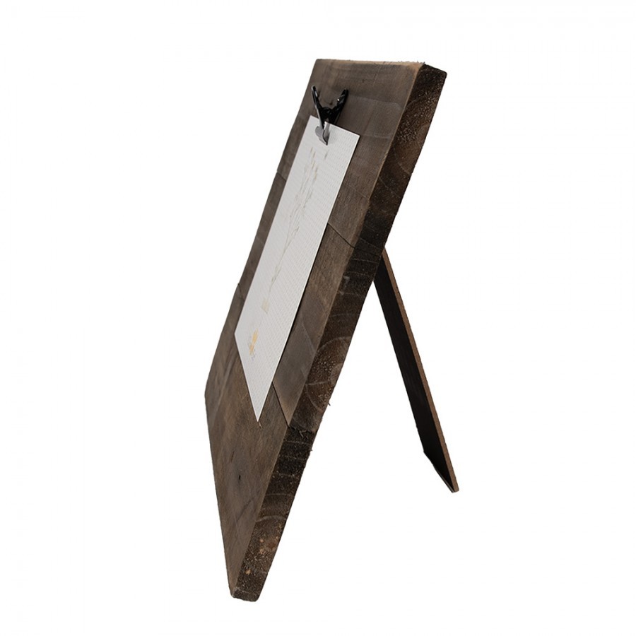 Hnědý antik dřevěný fotorámeček s klipem Clipp - 32*3*25 cm / 15*18 cm
