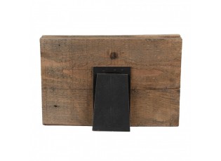 Hnědý antik dřevěný fotorámeček s klipem Clipp - 30*3*21 cm / 2x 9*13 cm