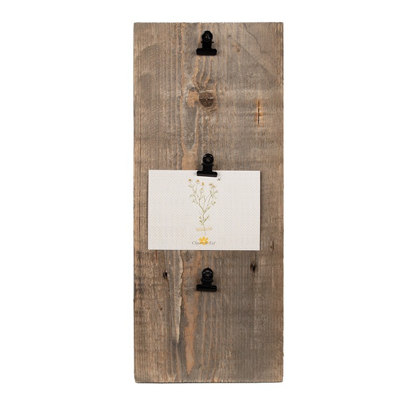Levně Hnědý antik dřevěný fotorámeček s klipem Clipp - 15*3*36 cm / 3x 9*13 cm 6H2362