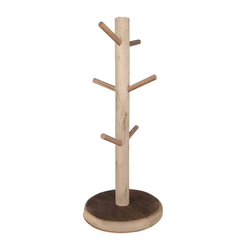 Přírodní dřevěný stojan na hrnky / šperky - Ø 25*60 cm Clayre & Eef