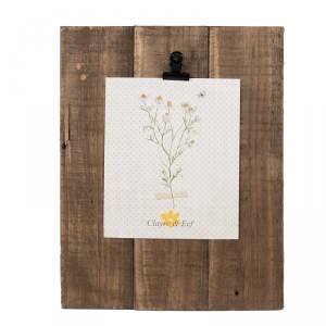 Hnědý antik dřevěný fotorámeček s klipem Clipp - 25*3*32 cm / 13*18cm