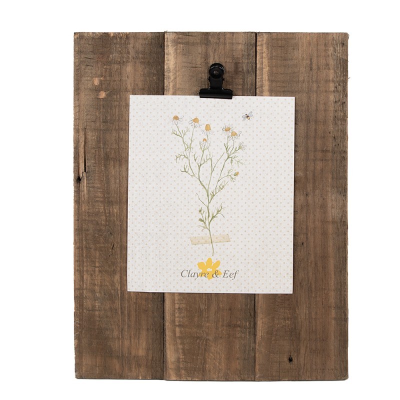 Hnědý antik dřevěný fotorámeček s klipem Clipp - 25*3*32 cm / 13*18cm