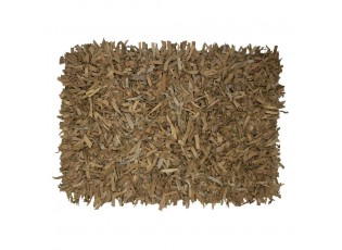 Hnědý koberec z kožených třásní Camel - 100*7*70 cm