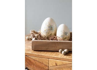 Dekorace keramické vajíčko s modrými květy - 10*10*14 cm