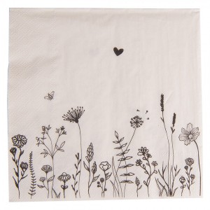 Béžové papírové ubrousky s květinami Flora And Fauna - 33*33 cm (20ks)