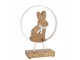 Dřevěná dekorace králíček s mašlí na podstavci - Ø 18*23,5 cm