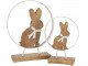 Dřevěná dekorace králíček s mašlí na podstavci - Ø 21*4*31cm
