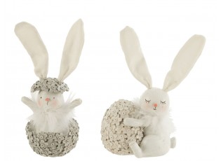 Set 2ks dekorace králíček s květovanými vajíčky - Ø 8*19/ 11*8*18 cm